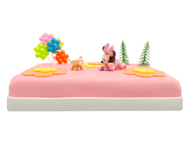 Baby Minnie Marsepeintaart met plastic speeltjes