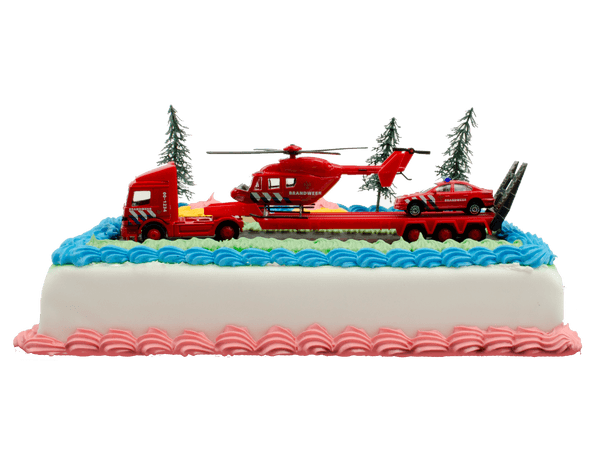 Brandweer kindertaart met fondant