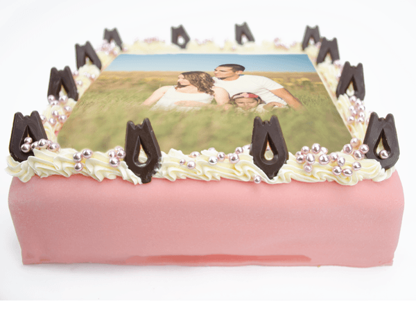 Chipolatataart met chocolaatje en en custom foto