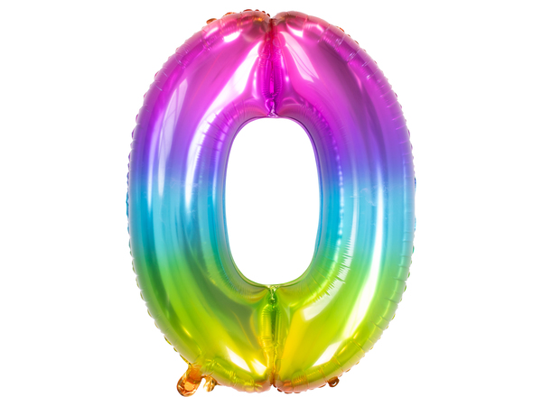Cijferballon Regenboog Cijfer 0