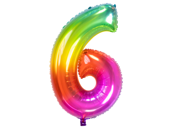 Cijferballon Regenboog Cijfer 6