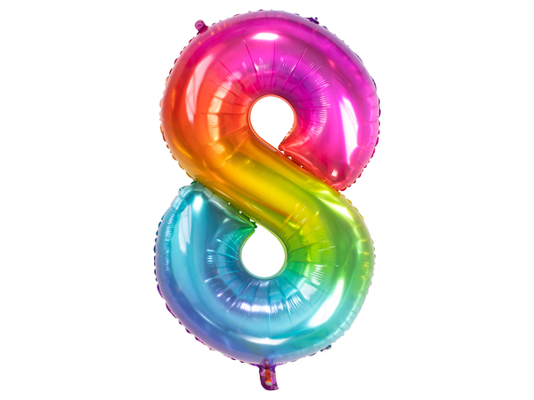 Cijferballon Regenboog Cijfer 8
