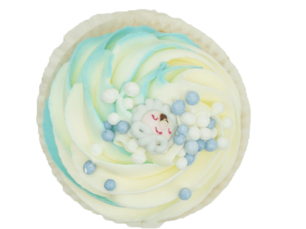 Lichtblauwe Cupcake met Muisjes
