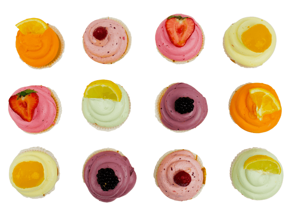Fruit cupcakes met verschillende smaken fruit