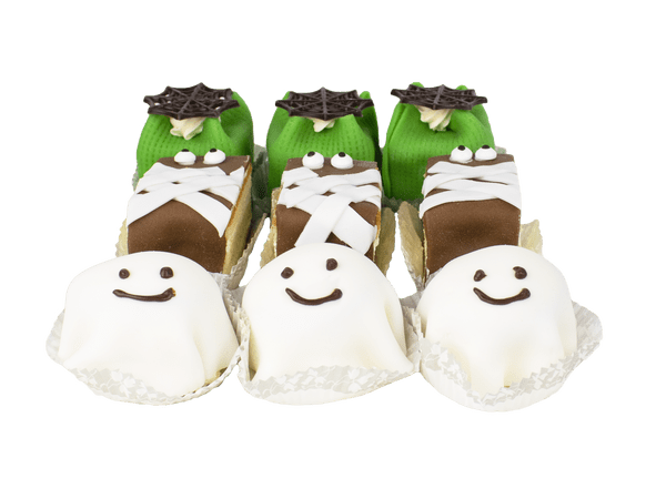 Halloween gebakjes met chocolade decoratie