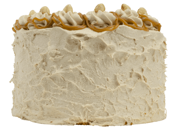 Hazelnoot layercake met stukjes hazelnoot en caramel
