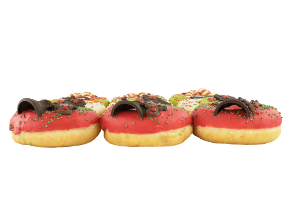 Kerst donuts met chocolade decoratie