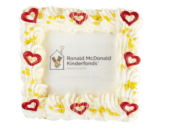 Ronald McDonald Kinderfonds slagroomtaart met afbeelding