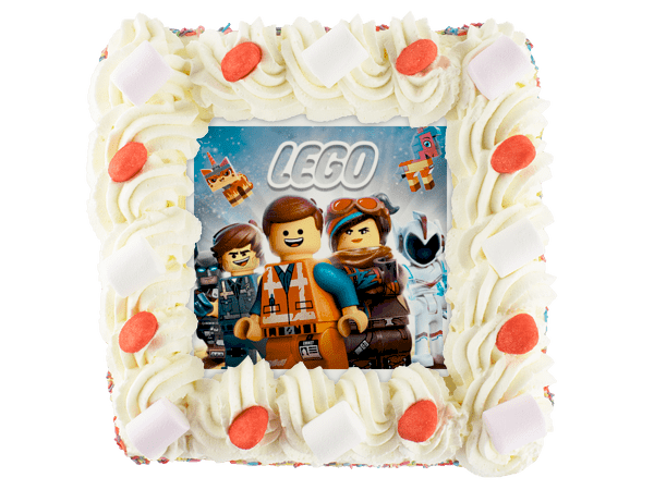 LEGO taart met snoepgoed decoratie
