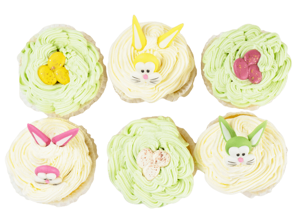 Paascupcakes met groene en gele créme