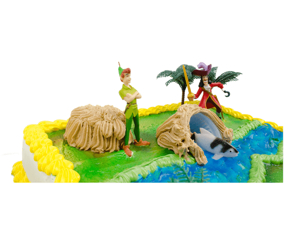 Peter Pan & Kapitein Haak taart met vrolijke kleuren