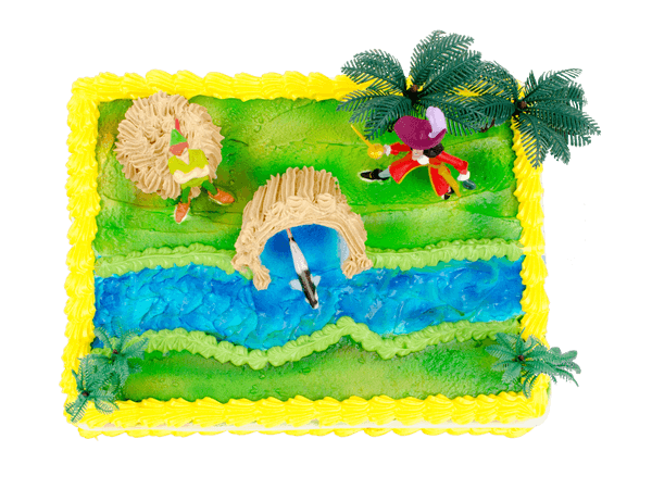 Peter Pan & Kapitein Haak taart met leuke decoratie
