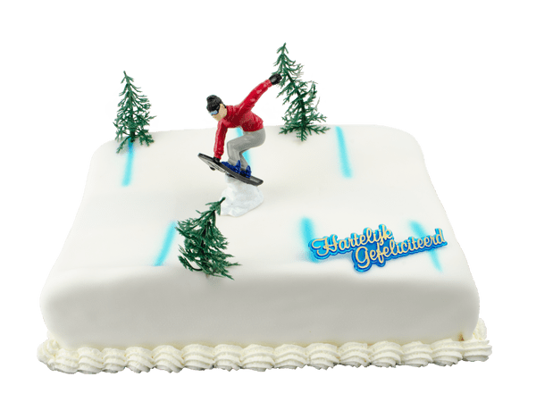 Snowboard taart met een snowboarder 