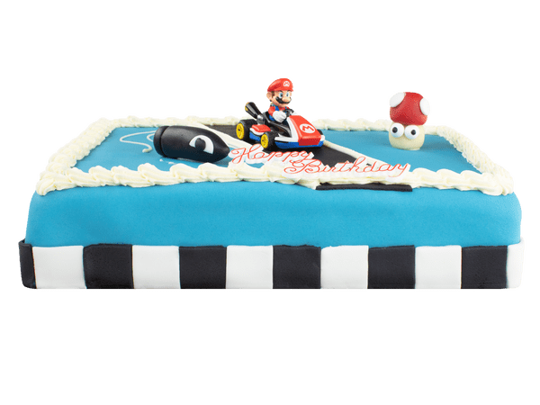 Super Mario taart met Mario decoratie