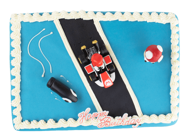 Super Mario taart met happy birthday decoratie