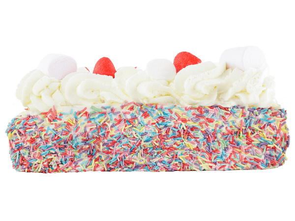 gekleurde hagelslag op de titktok taart