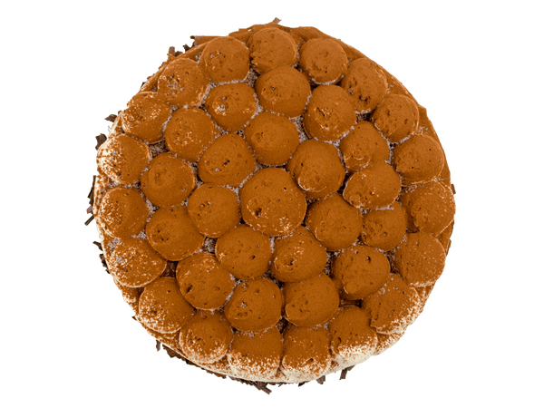 Tiramisu taart met chocolade schaafsel