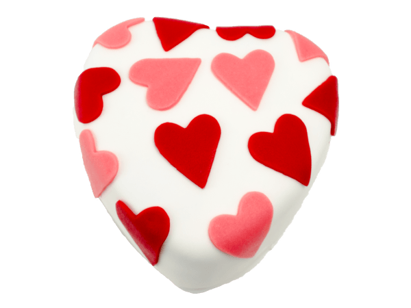 Valentijn Hart Wit Marsepein met roze en rode hartjes
