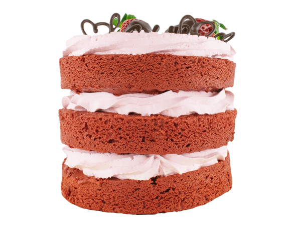 aardbeienslagroom met red velvet cake